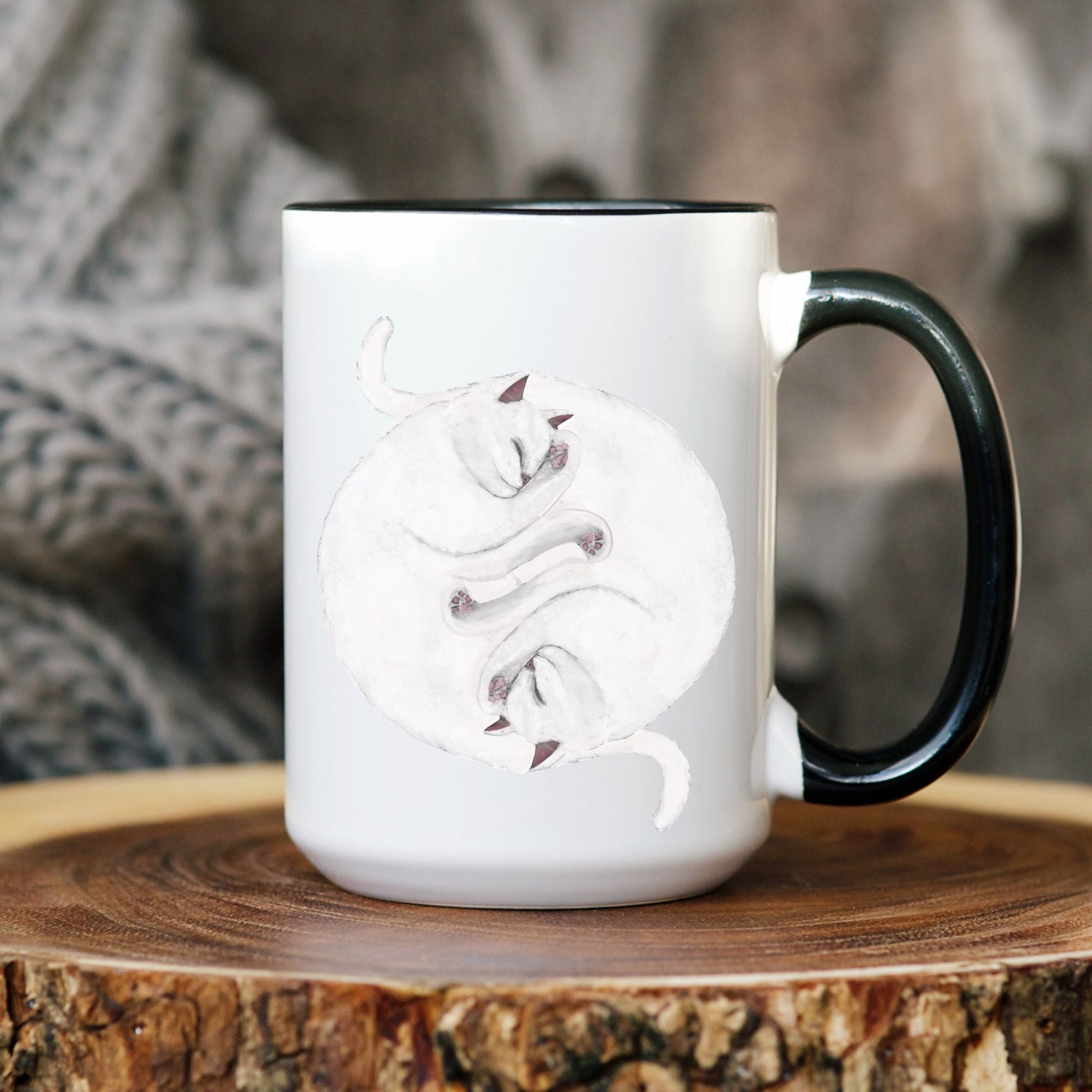 Sleeping White Cats Mug - MerikaArt