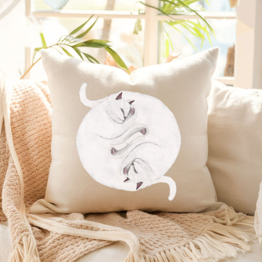 Sleeping White Cats Pillow - MerikaArt