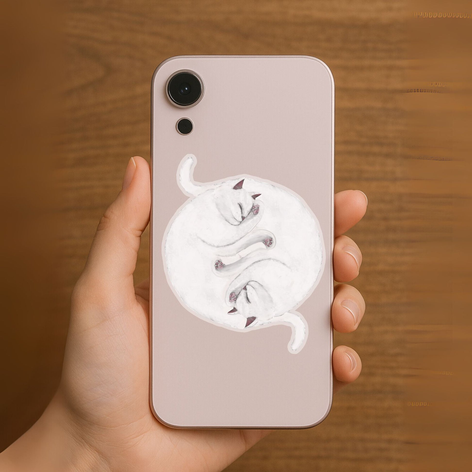 Sleeping White Cats Vinyl Sticker - MerikaArt