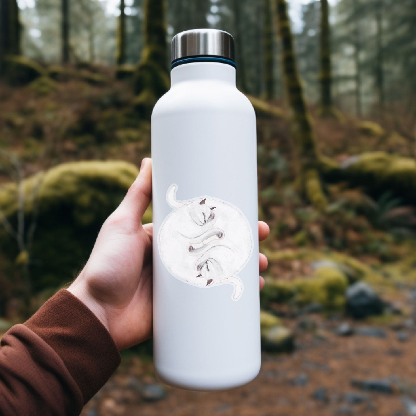 Sleeping White Cats Vinyl Sticker - MerikaArt