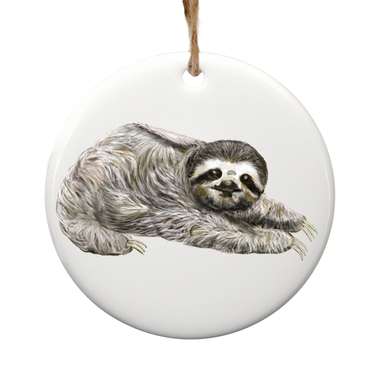 Sloth Ceramic Christmas Ornament - MerikaArt