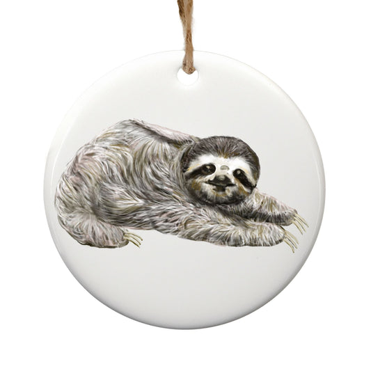 Sloth Ceramic Christmas Ornament - MerikaArt