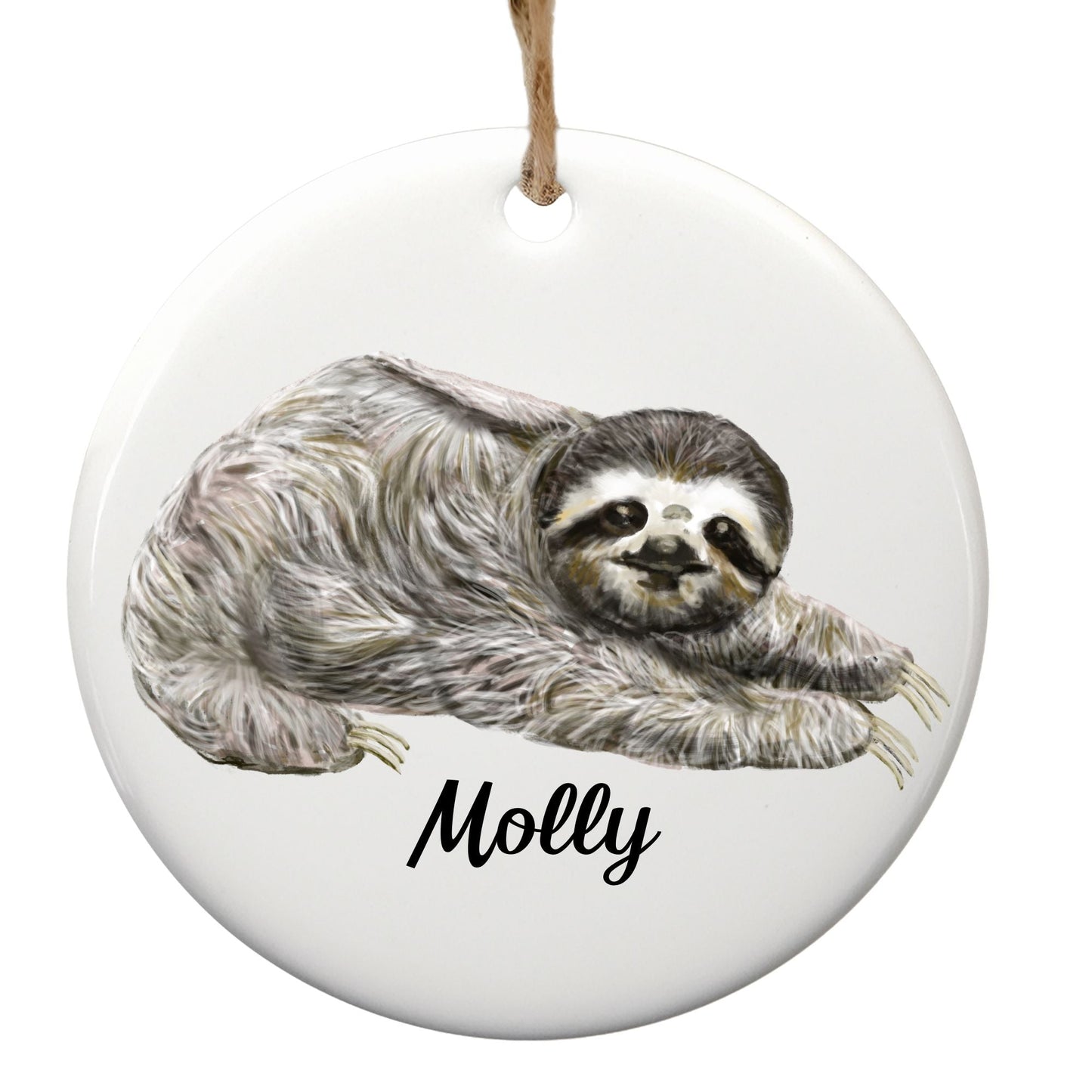 Sloth Ceramic Christmas Ornament - MerikaArt