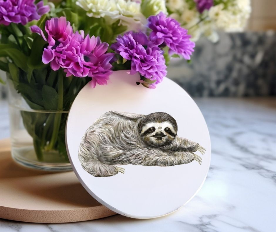 Sloth Ceramic Coaster - MerikaArt