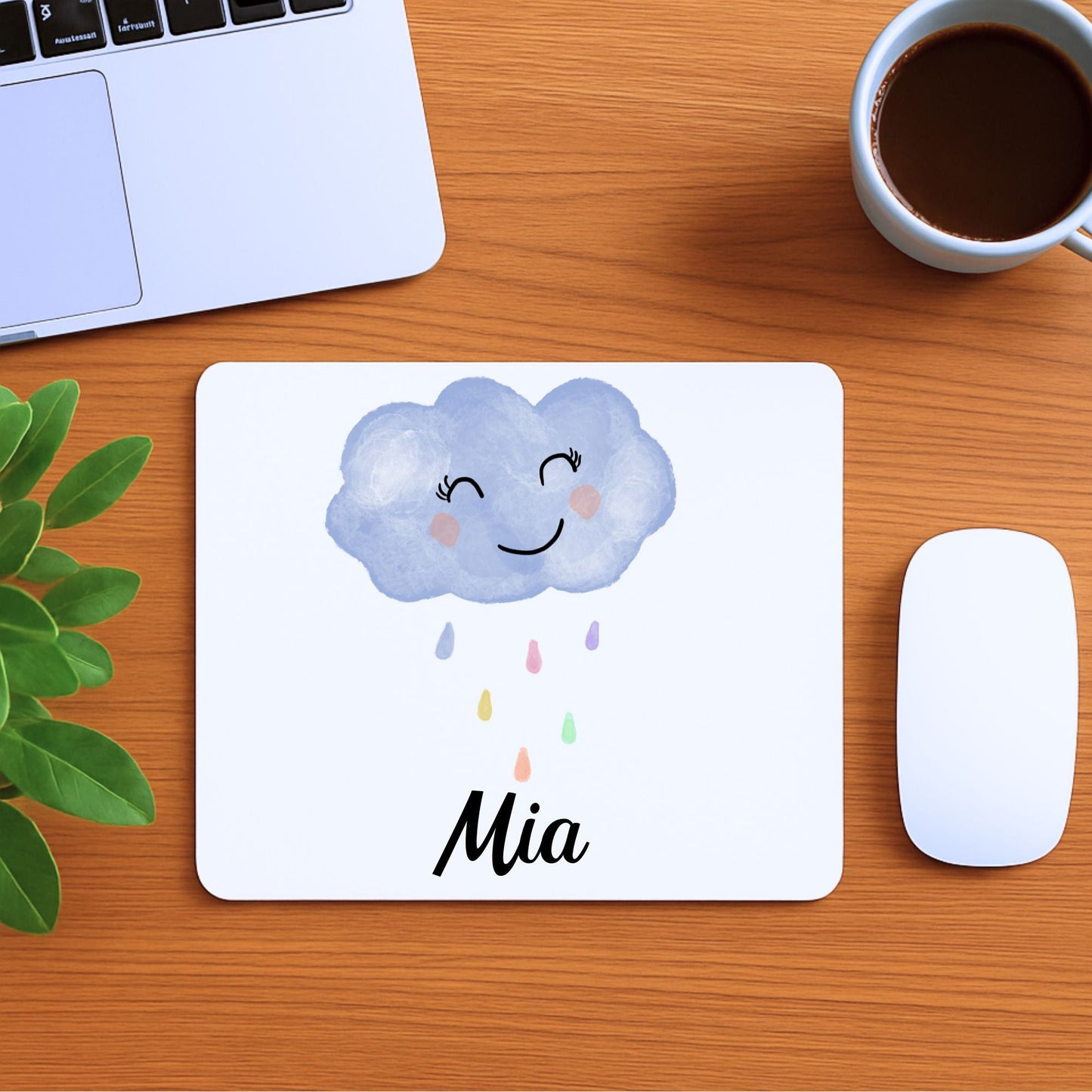 Smiling Blue Cloud Mousepad - MerikaArt