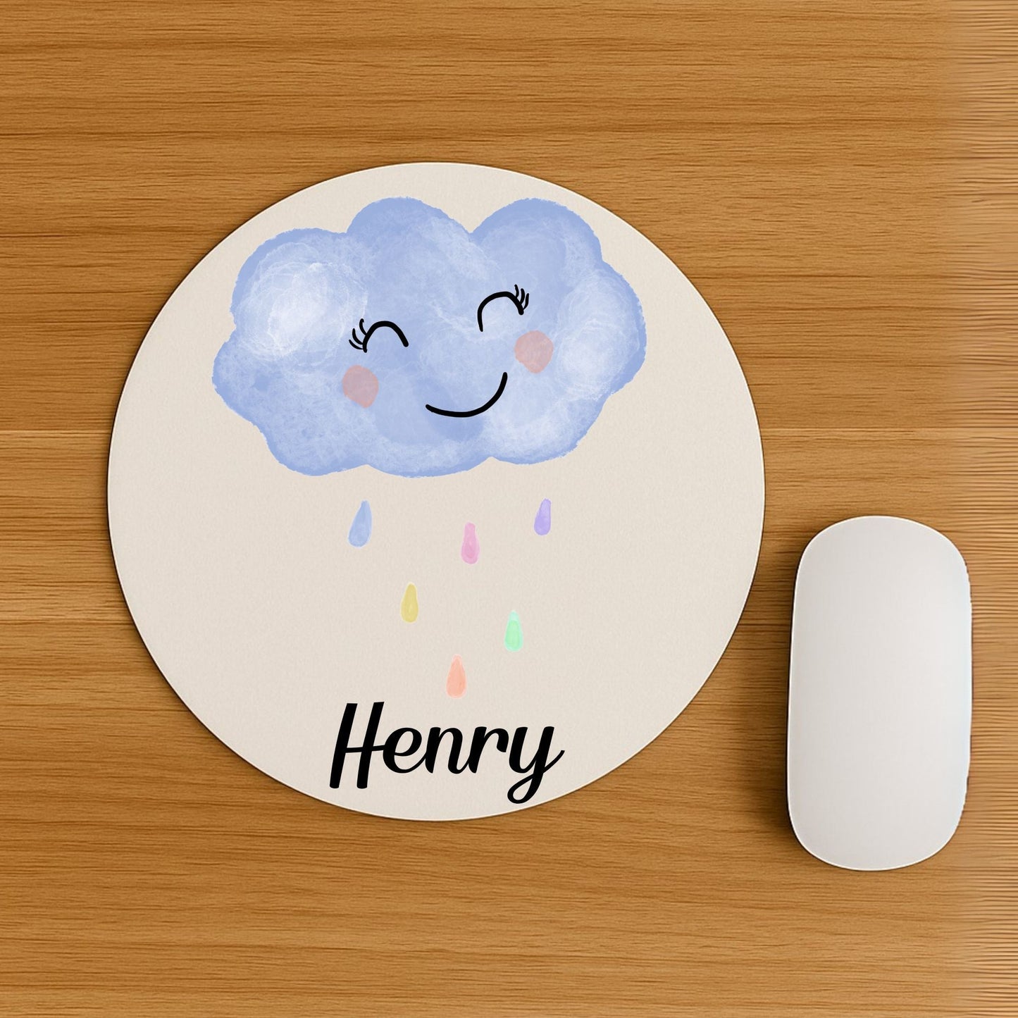 Smiling Blue Cloud Mousepad - MerikaArt