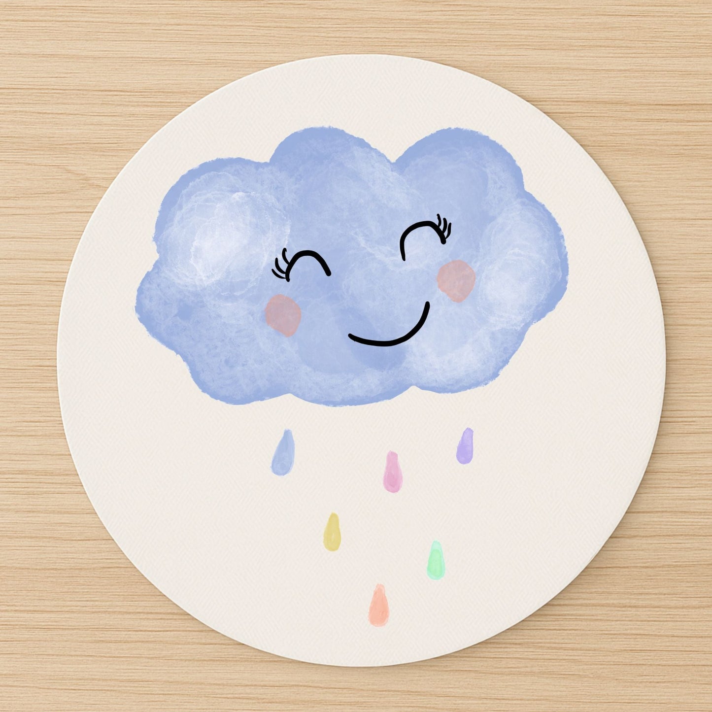 Smiling Blue Cloud Mousepad - MerikaArt