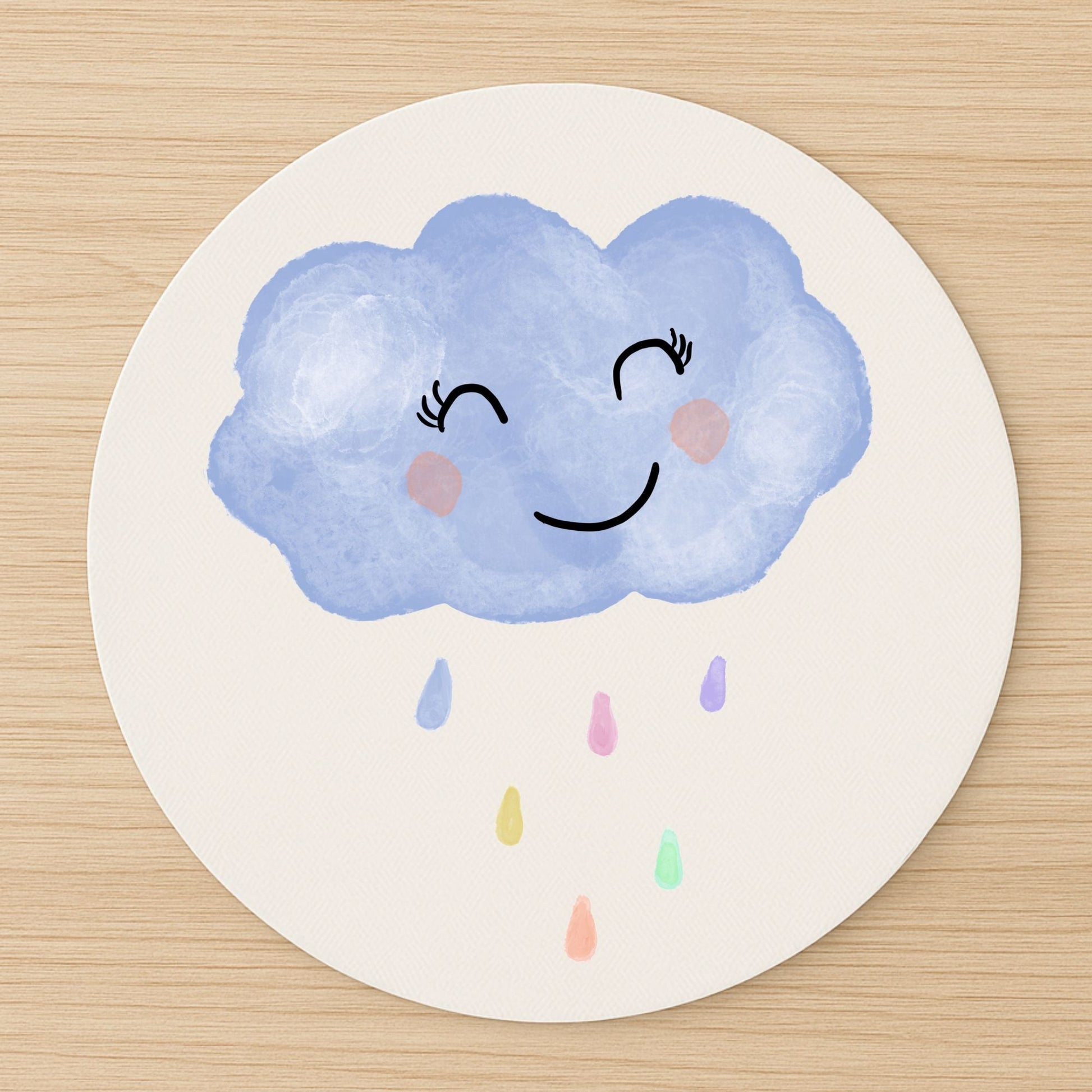 Smiling Blue Cloud Mousepad - MerikaArt