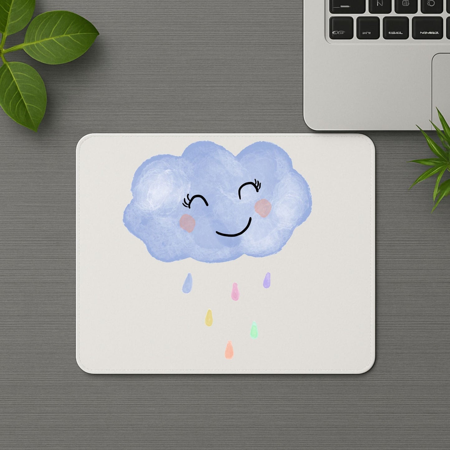 Smiling Blue Cloud Mousepad - MerikaArt