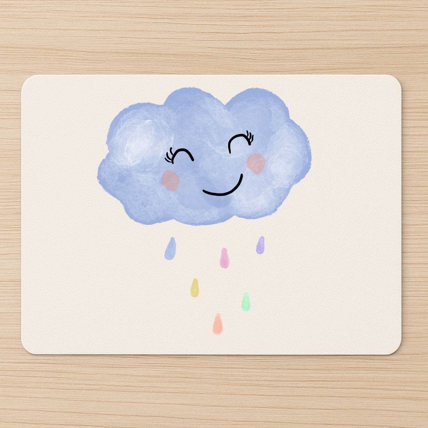 Smiling Blue Cloud Mousepad - MerikaArt
