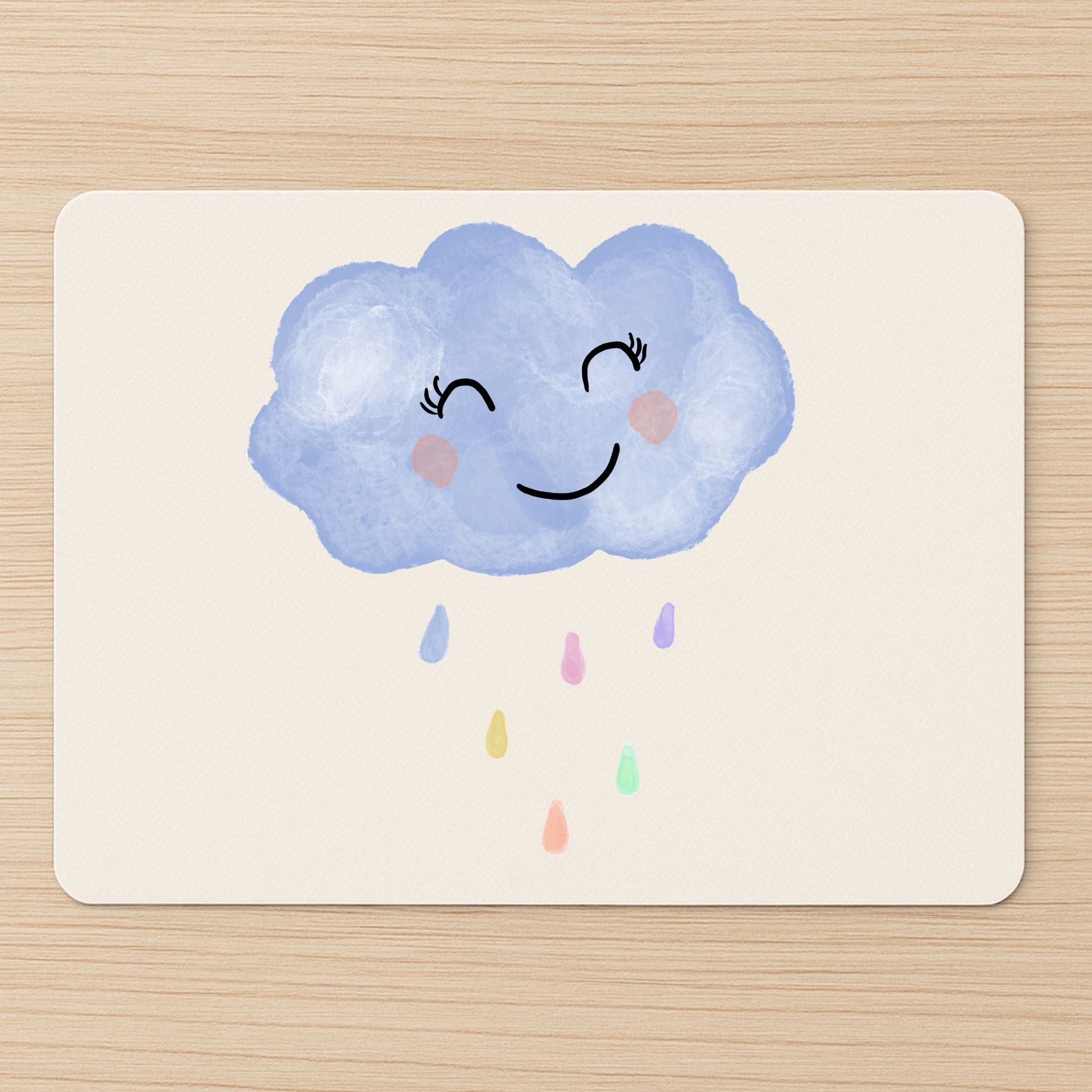 Smiling Blue Cloud Mousepad - MerikaArt