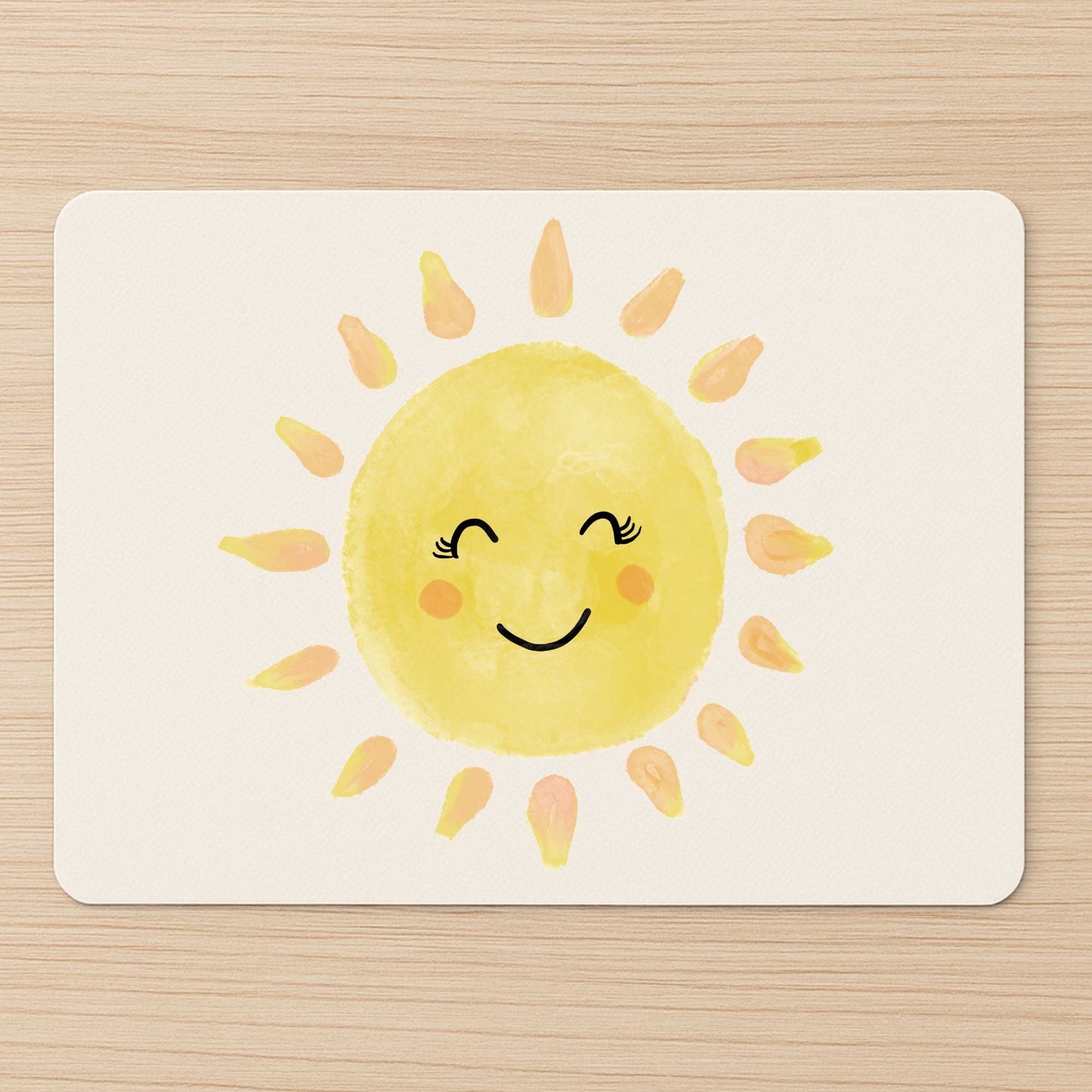 Smiling Yellow Sun Mousepad - MerikaArt