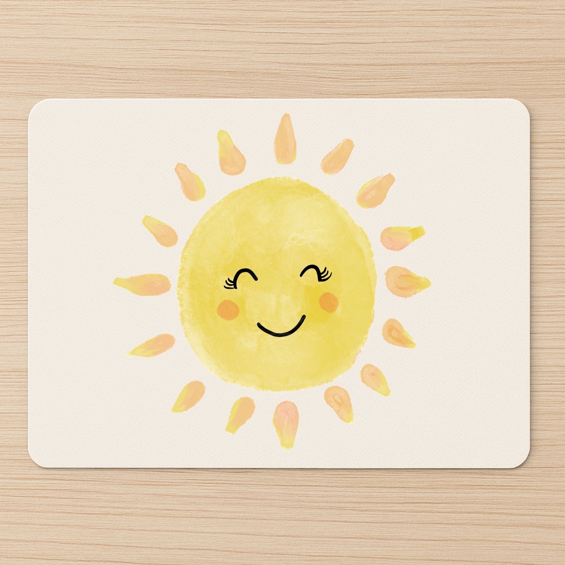 Smiling Yellow Sun Mousepad - MerikaArt