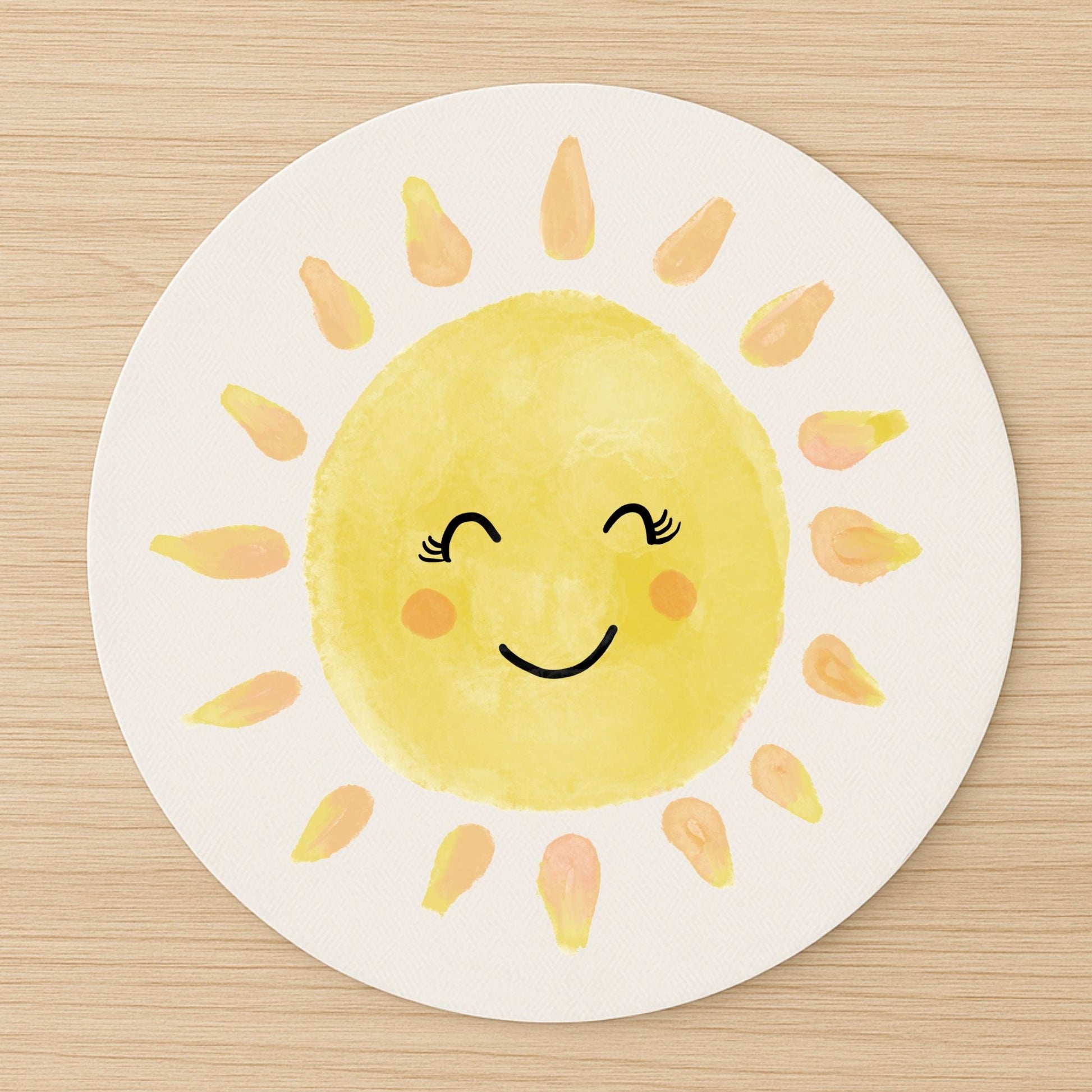Smiling Yellow Sun Mousepad - MerikaArt