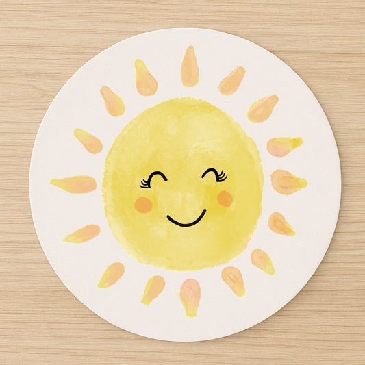 Smiling Yellow Sun Mousepad - MerikaArt