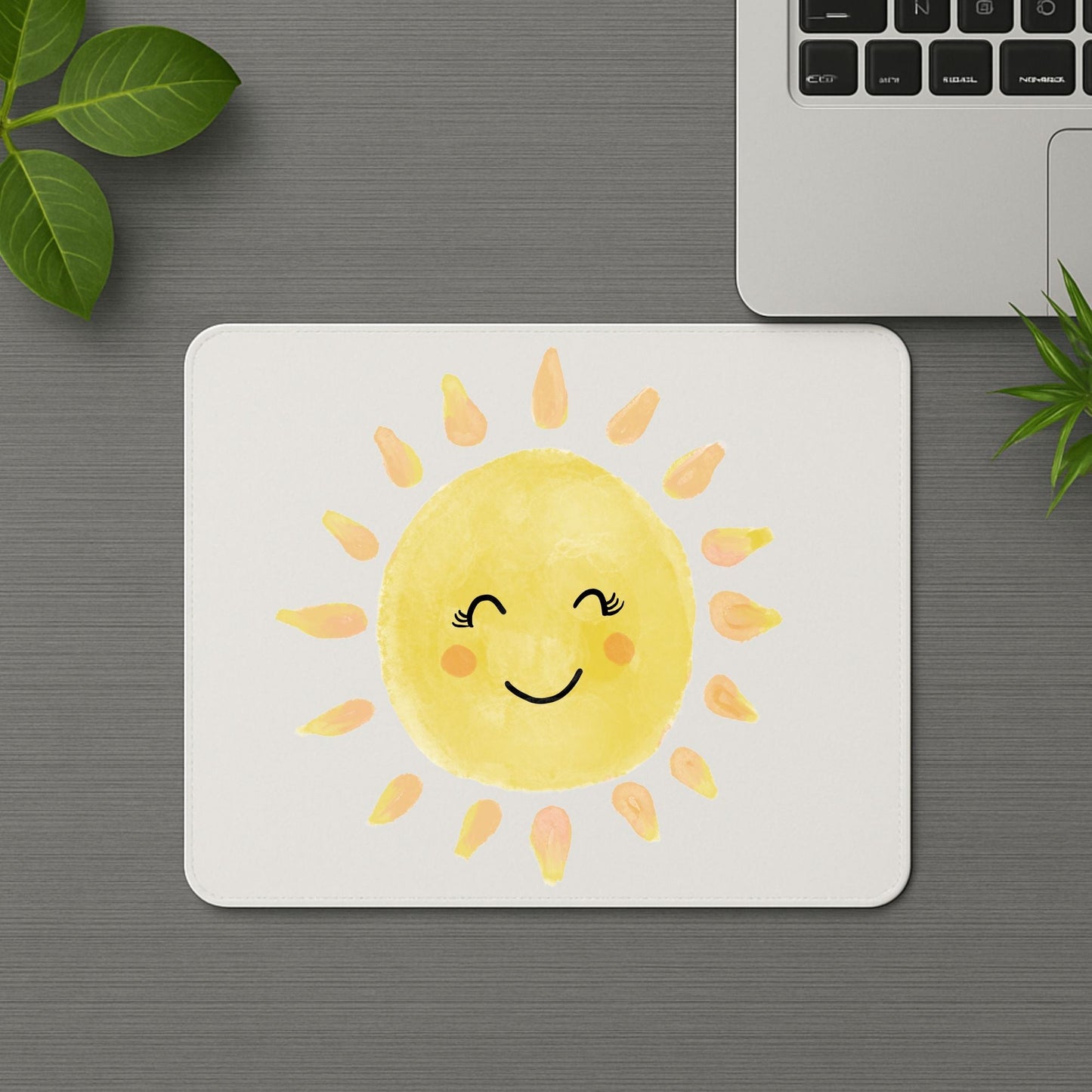 Smiling Yellow Sun Mousepad - MerikaArt