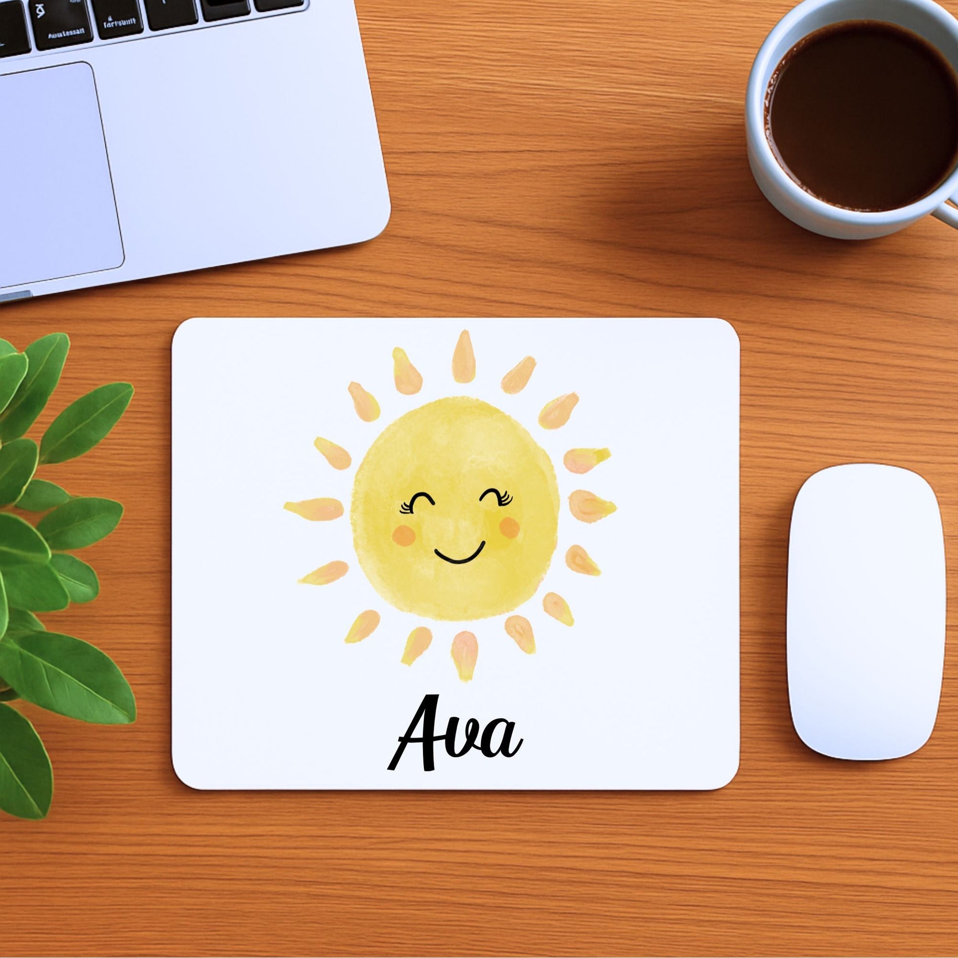 Smiling Yellow Sun Mousepad - MerikaArt