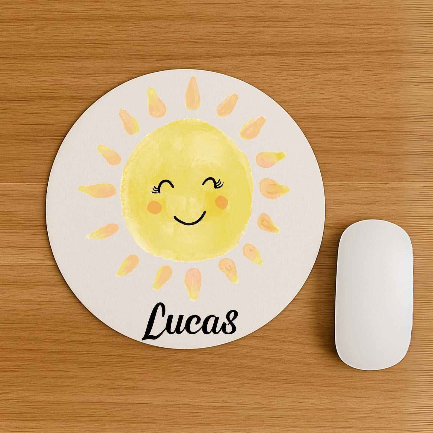 Smiling Yellow Sun Mousepad - MerikaArt