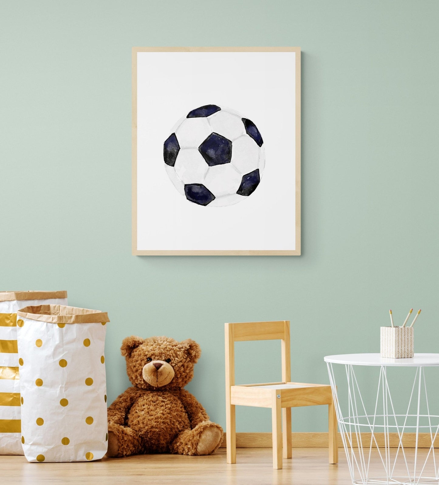 Soccer Ball Print, Sport Painting, Boys Room Wall Art, Girls Room Print, Boys Room Gift, Kids Wall Art, Nursery Decor, Sports Lover Drawing - MerikaArt