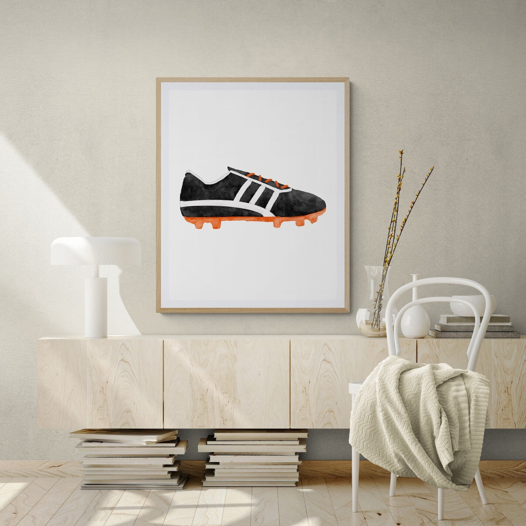 Soccer Shoes Print, Sport Painting, Boys Room Wall Art, Girls Room Gift, Soccer Cleats, Kids Wall Art, Nursery Decor, Sports Lover Drawing - MerikaArt