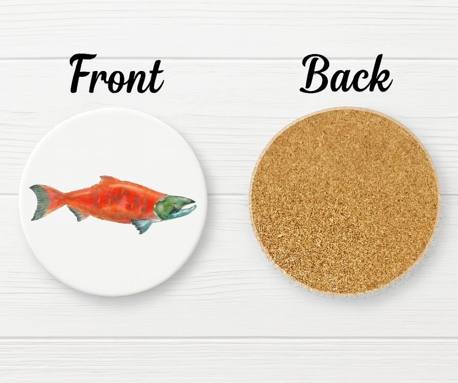 Sockeye Salmon Ceramic Coaster - MerikaArt
