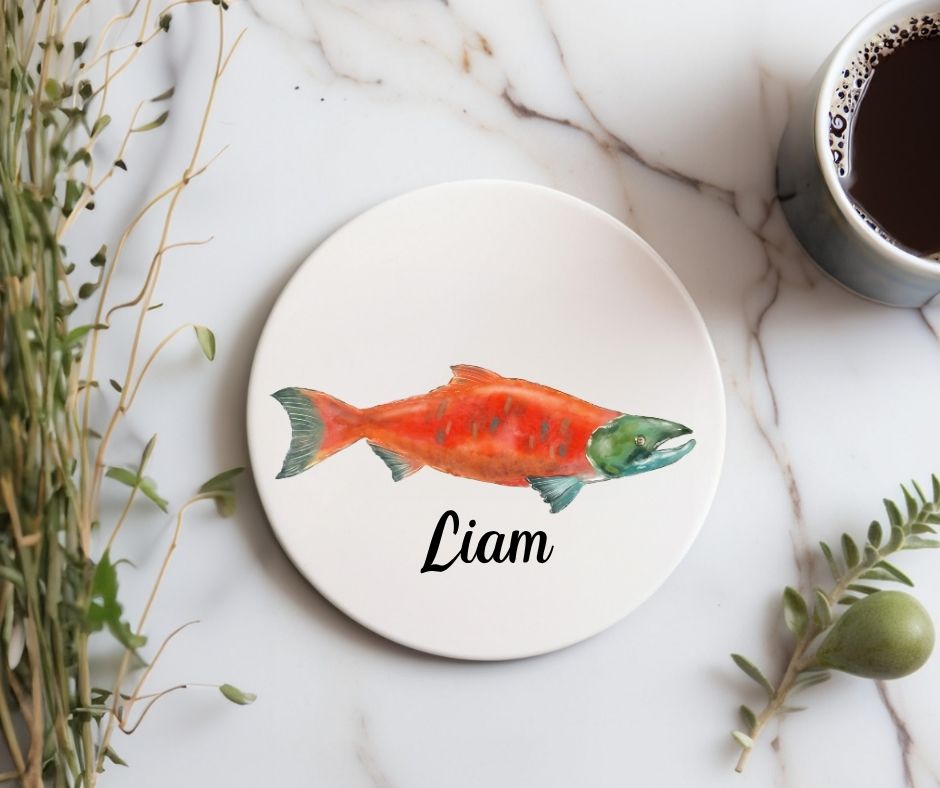 Sockeye Salmon Ceramic Coaster - MerikaArt