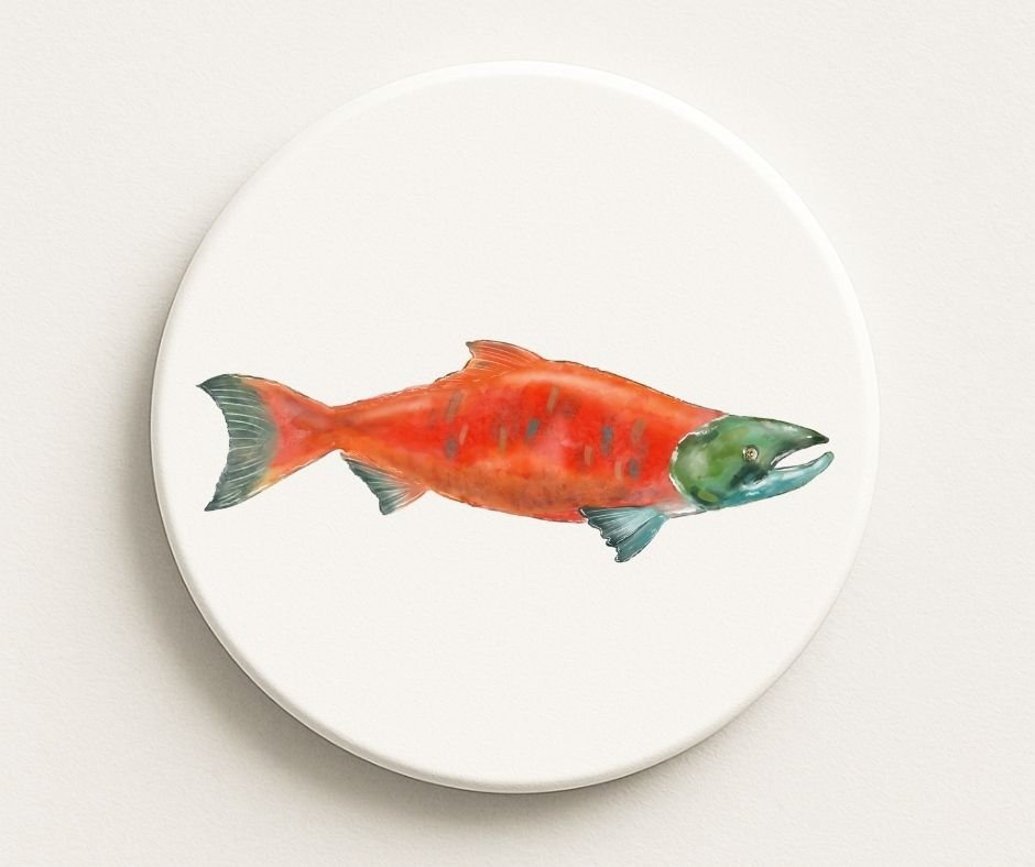 Sockeye Salmon Ceramic Coaster - MerikaArt