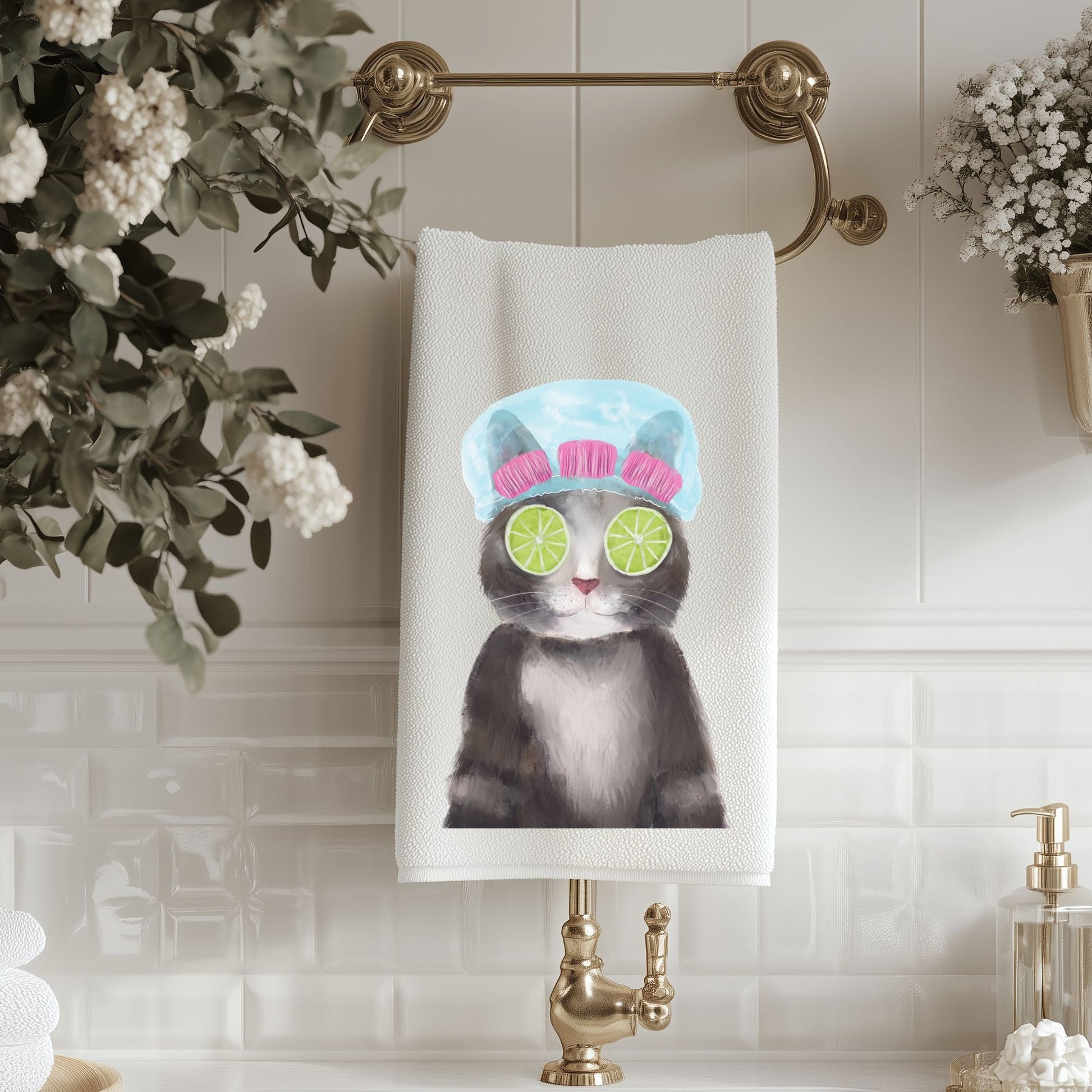 Spa Day Cat Bathroom Towel - MerikaArt