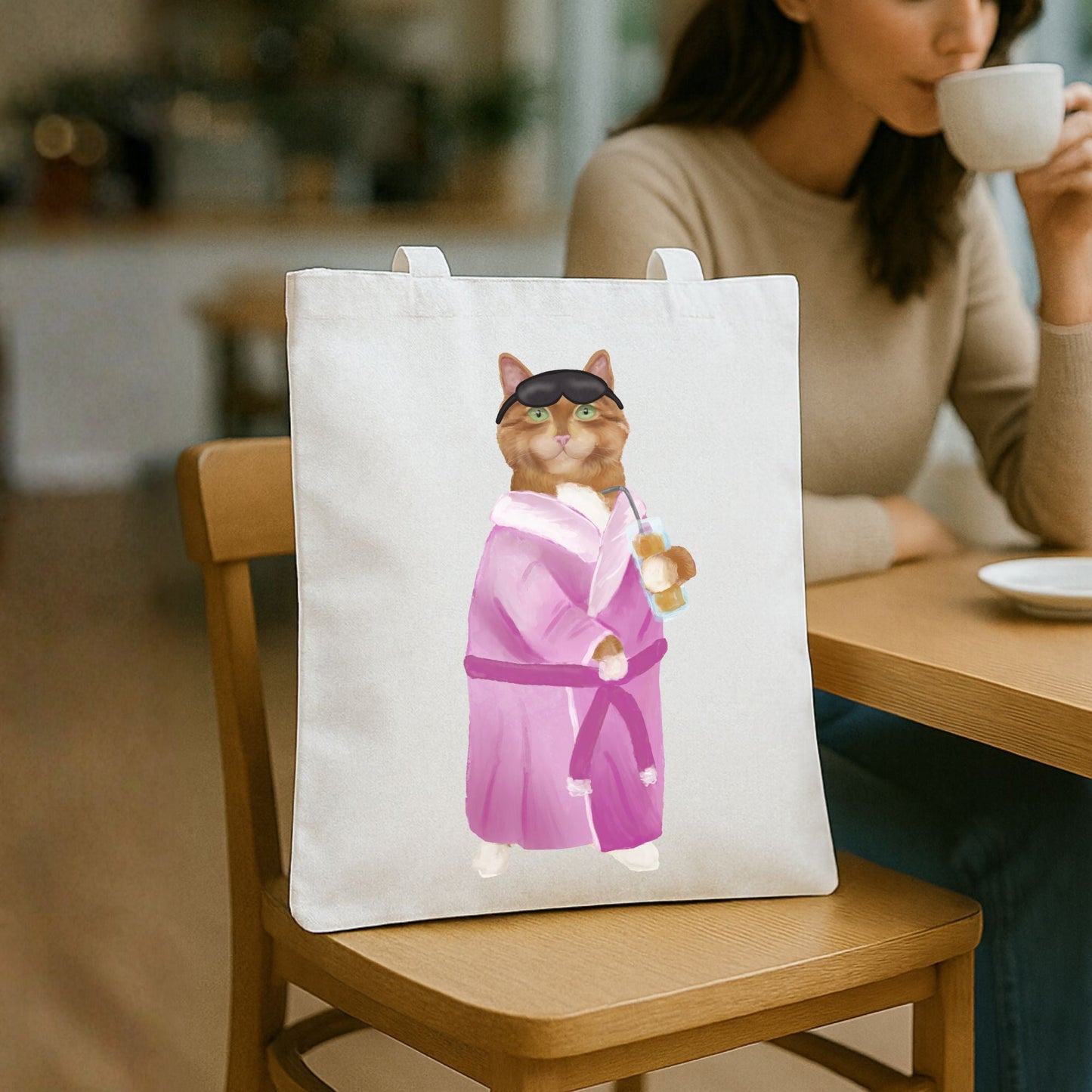 Spa Day Cat Canvas Tote Bag - MerikaArt
