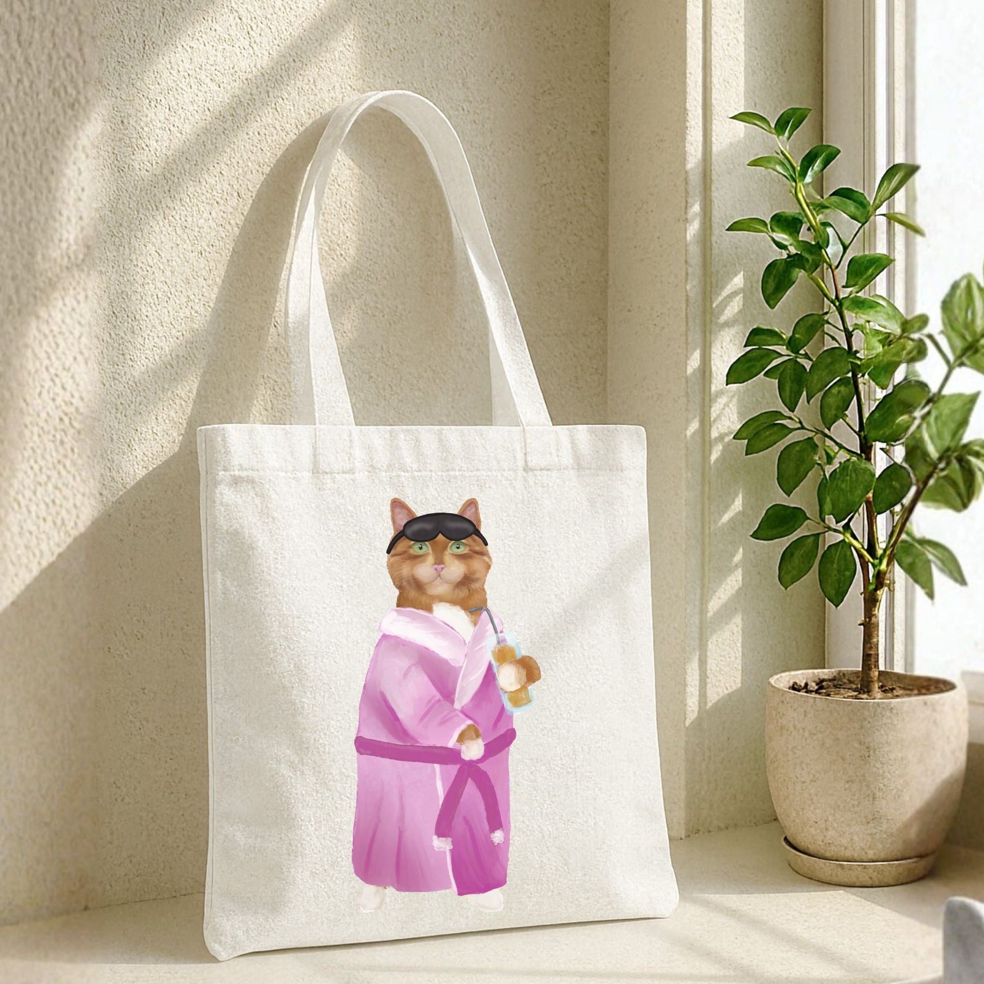 Spa Day Cat Canvas Tote Bag - MerikaArt