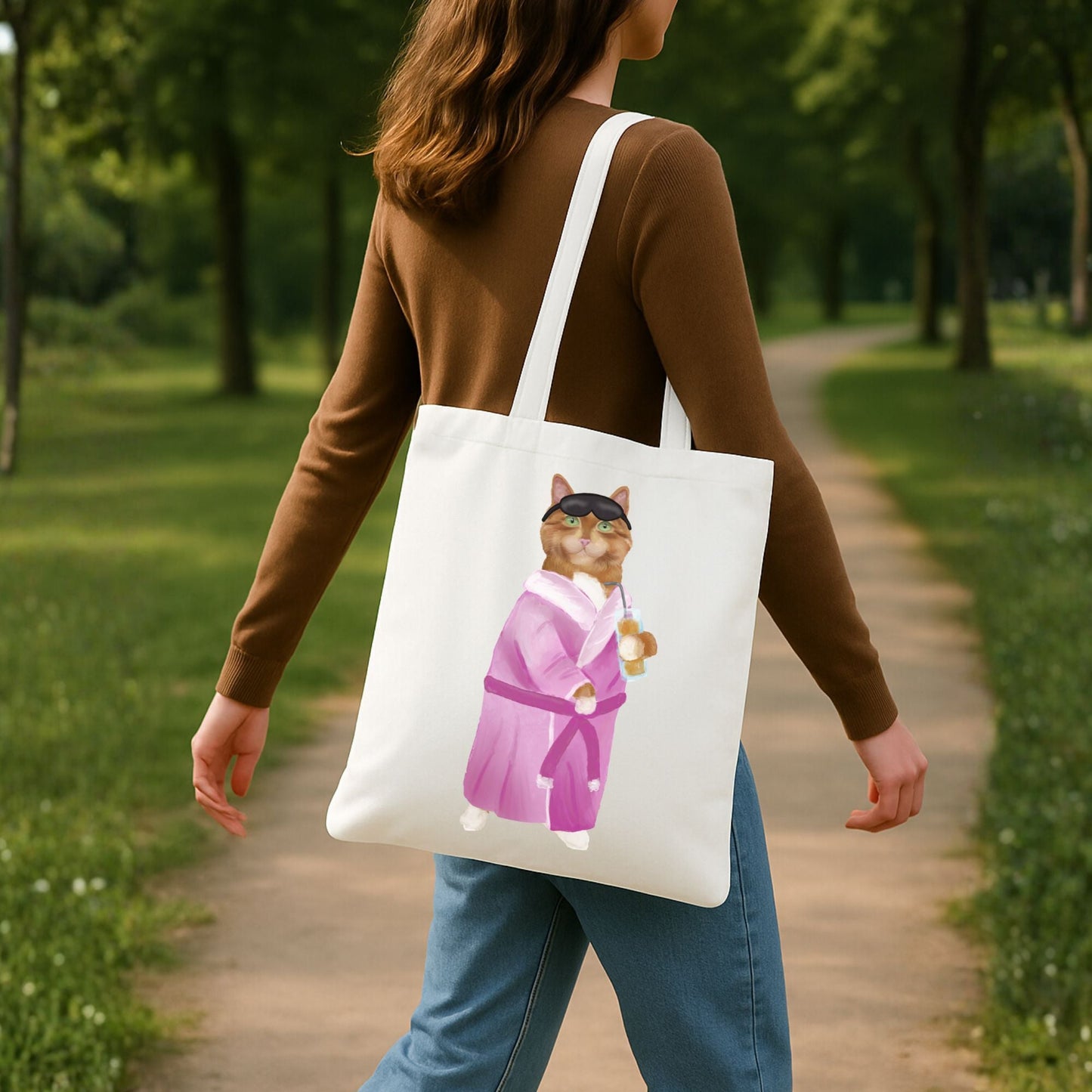 Spa Day Cat Canvas Tote Bag - MerikaArt