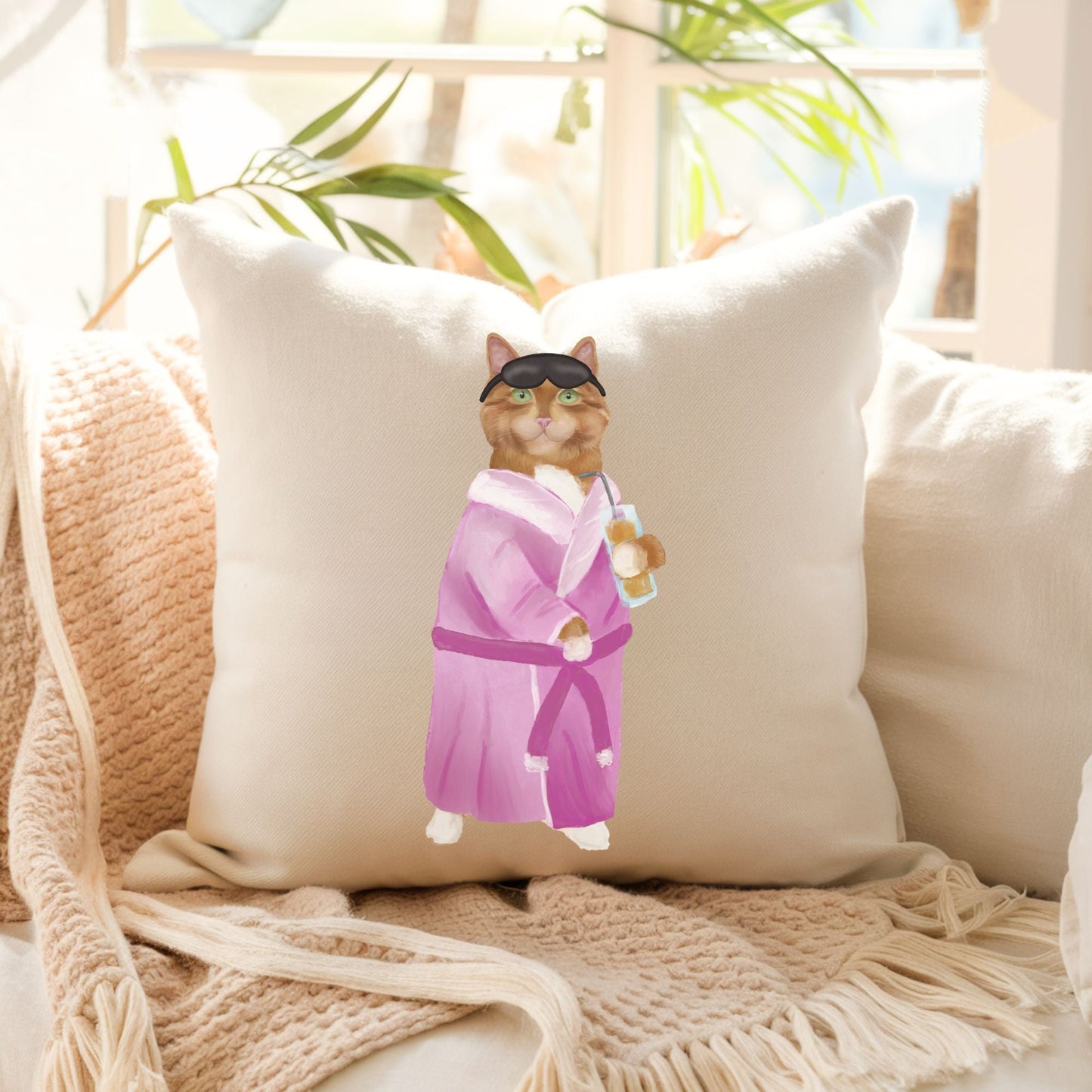 Spa Day Cat Pillow - MerikaArt