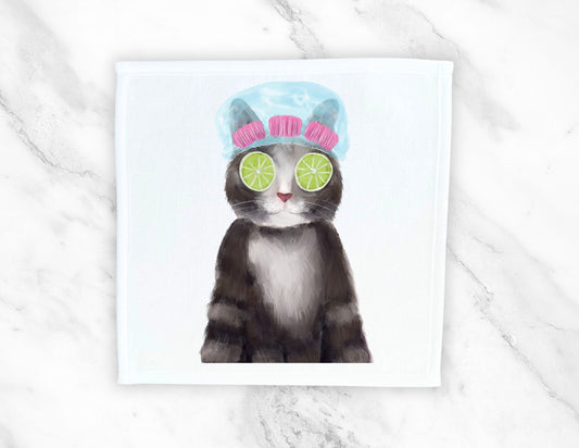 Spa Day Cat Washcloth - MerikaArt