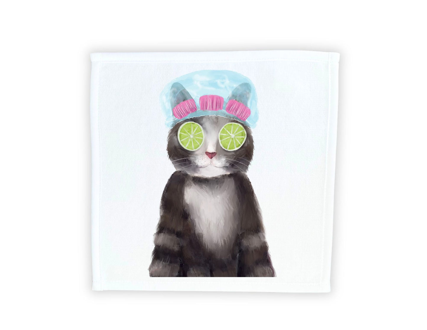 Spa Day Cat Washcloth - MerikaArt