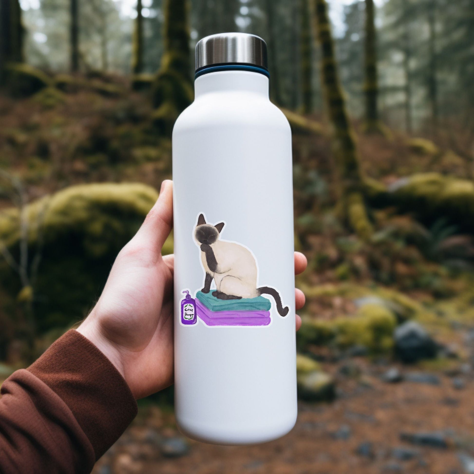 Spa Day Siamese Cat Sticker - MerikaArt