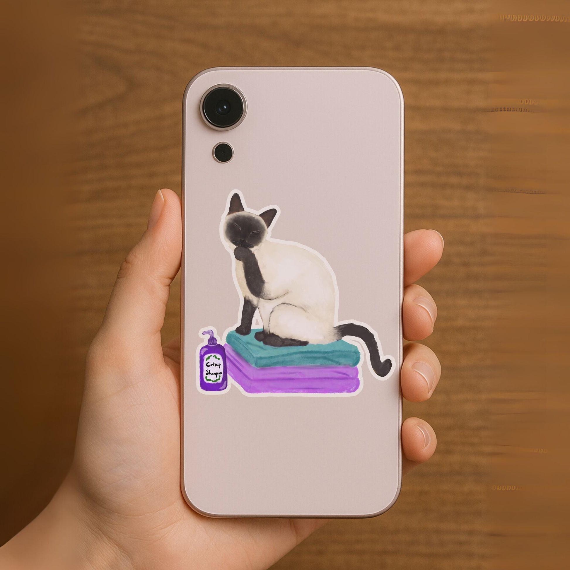 Spa Day Siamese Cat Sticker - MerikaArt