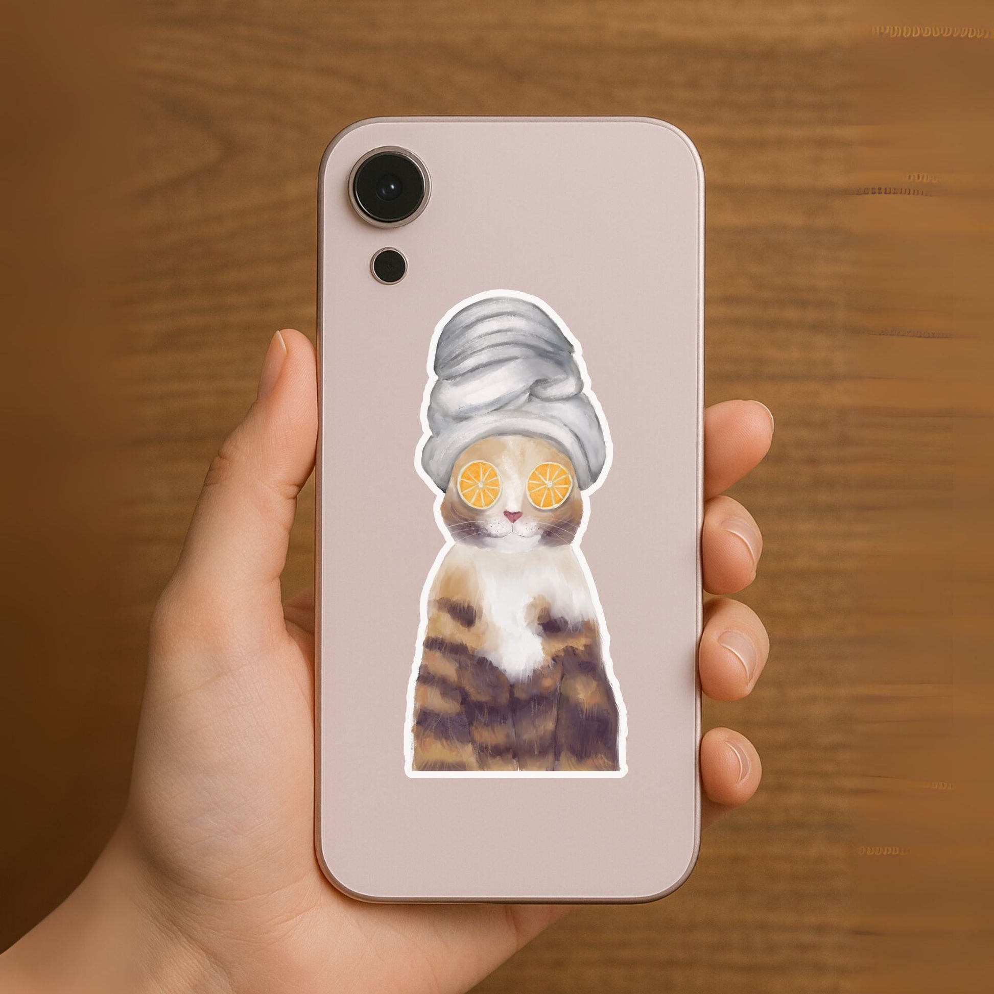 Spa Day Tabby Cat Sticker - MerikaArt