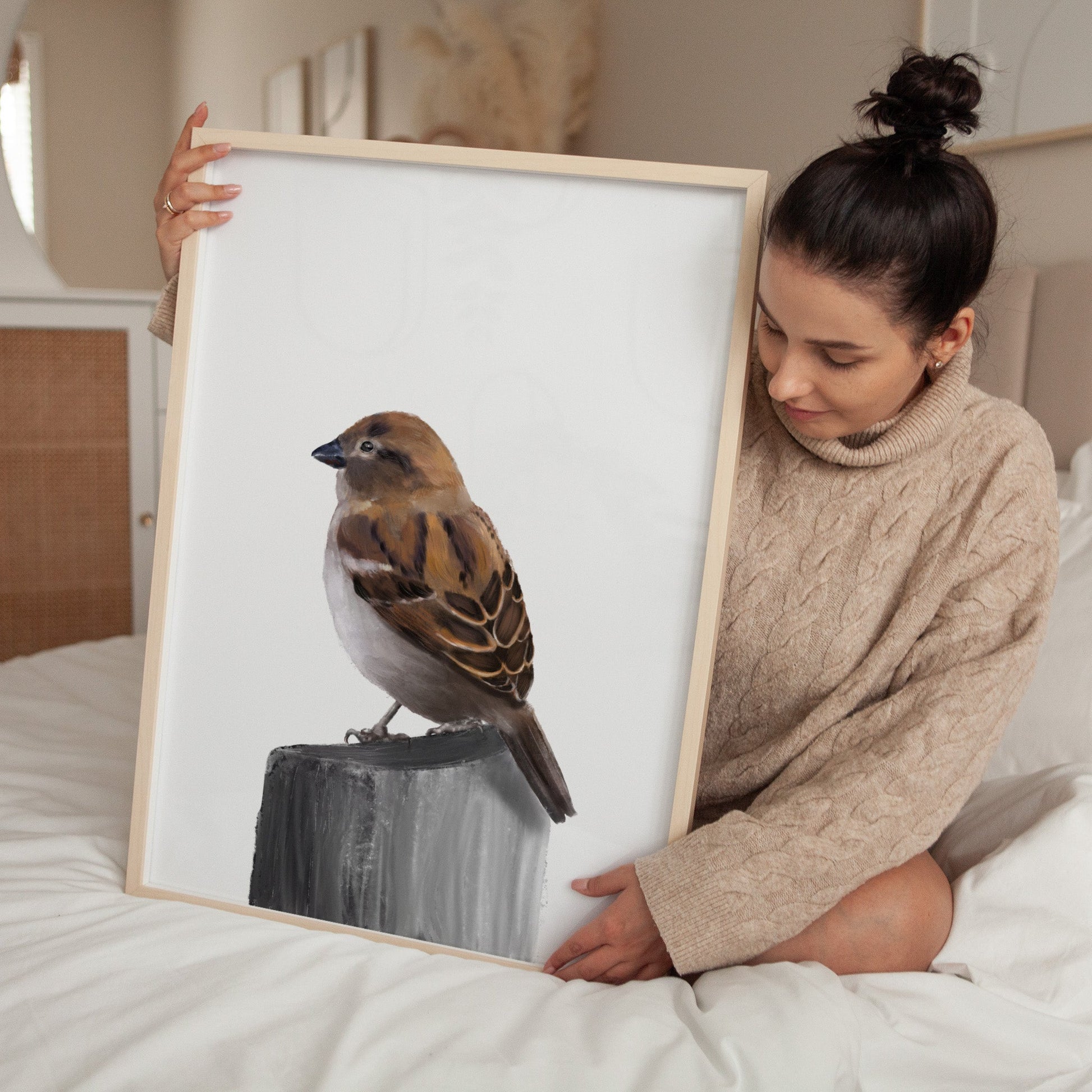 Sparrow Art Print – Subtle and Charming Bird Decor for Nature Lovers - MerikaArt
