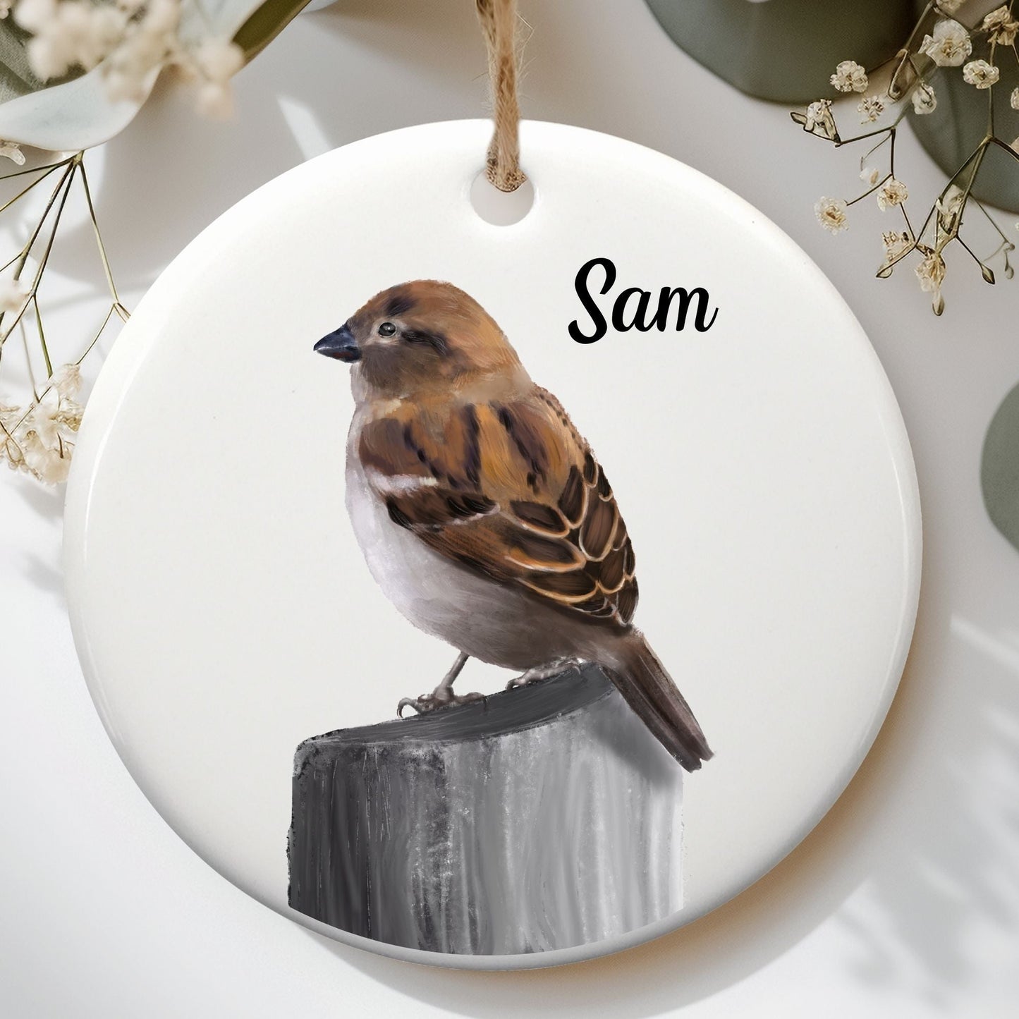 Sparrow Ceramic Ornament - MerikaArt