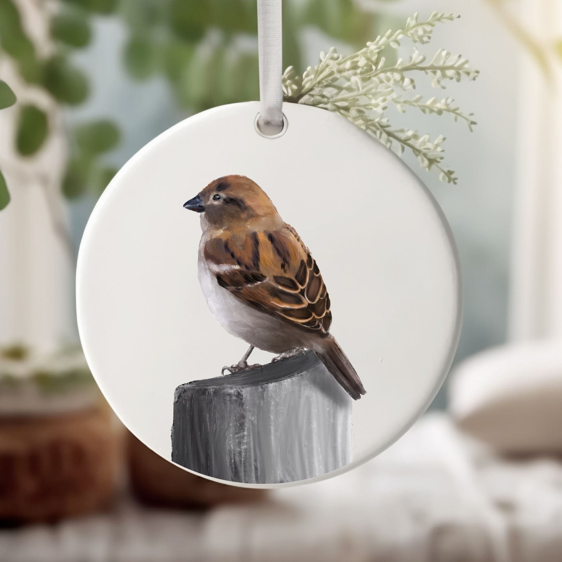 Sparrow Ceramic Ornament - MerikaArt