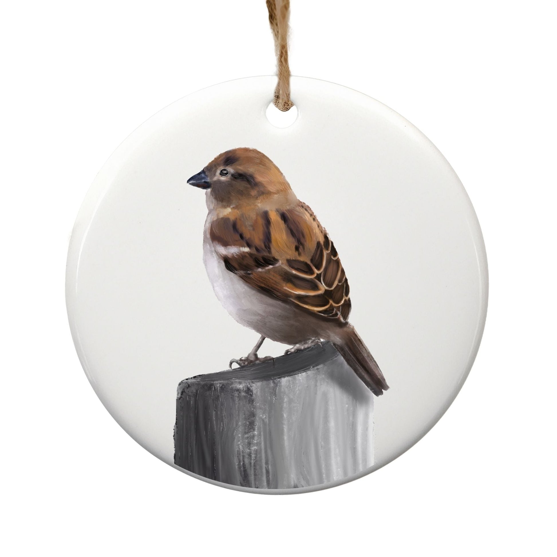 Sparrow Ceramic Ornament - MerikaArt