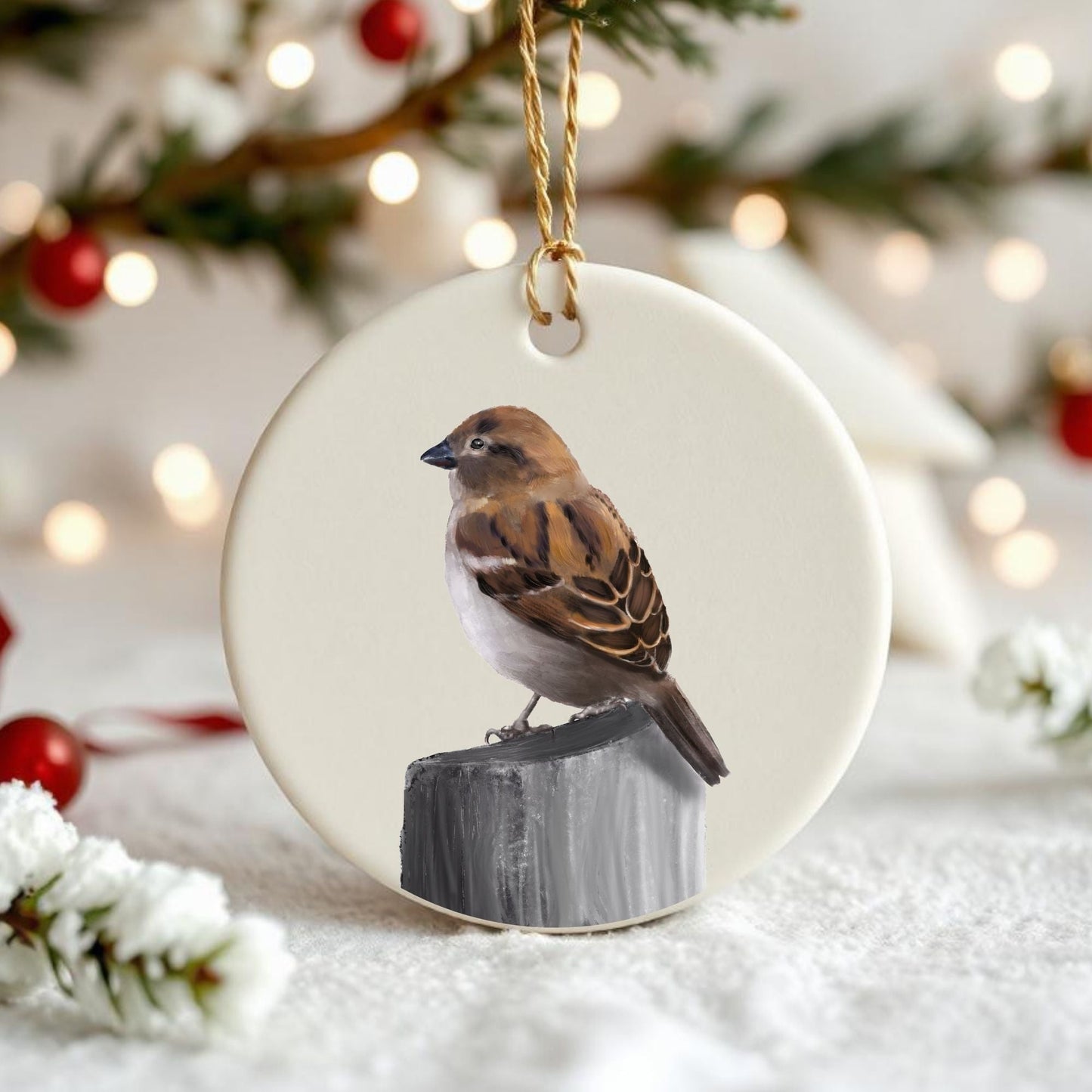 Sparrow Ceramic Ornament - MerikaArt
