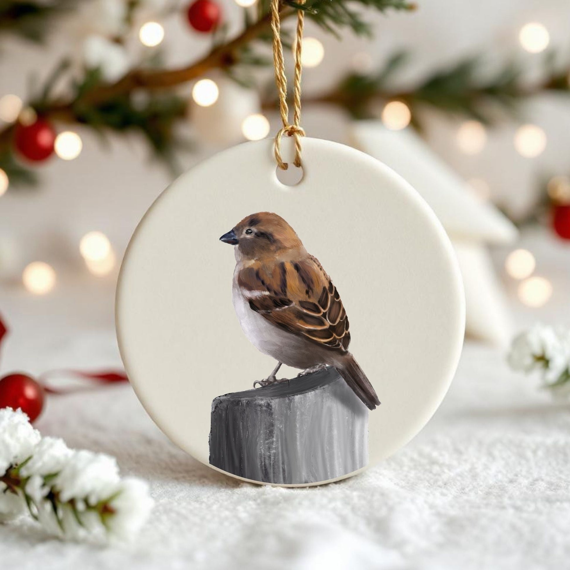 Sparrow Ceramic Ornament - MerikaArt