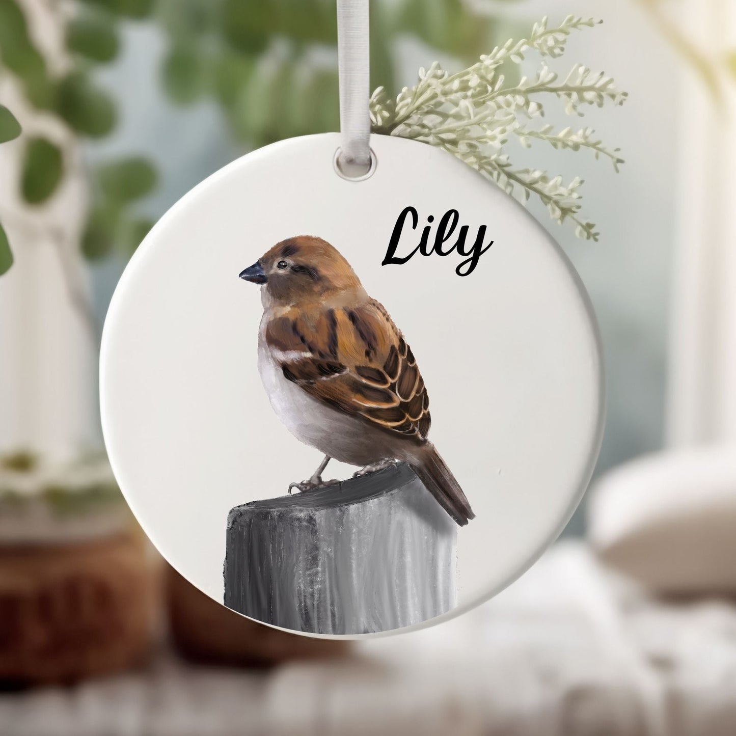 Sparrow Ceramic Ornament - MerikaArt