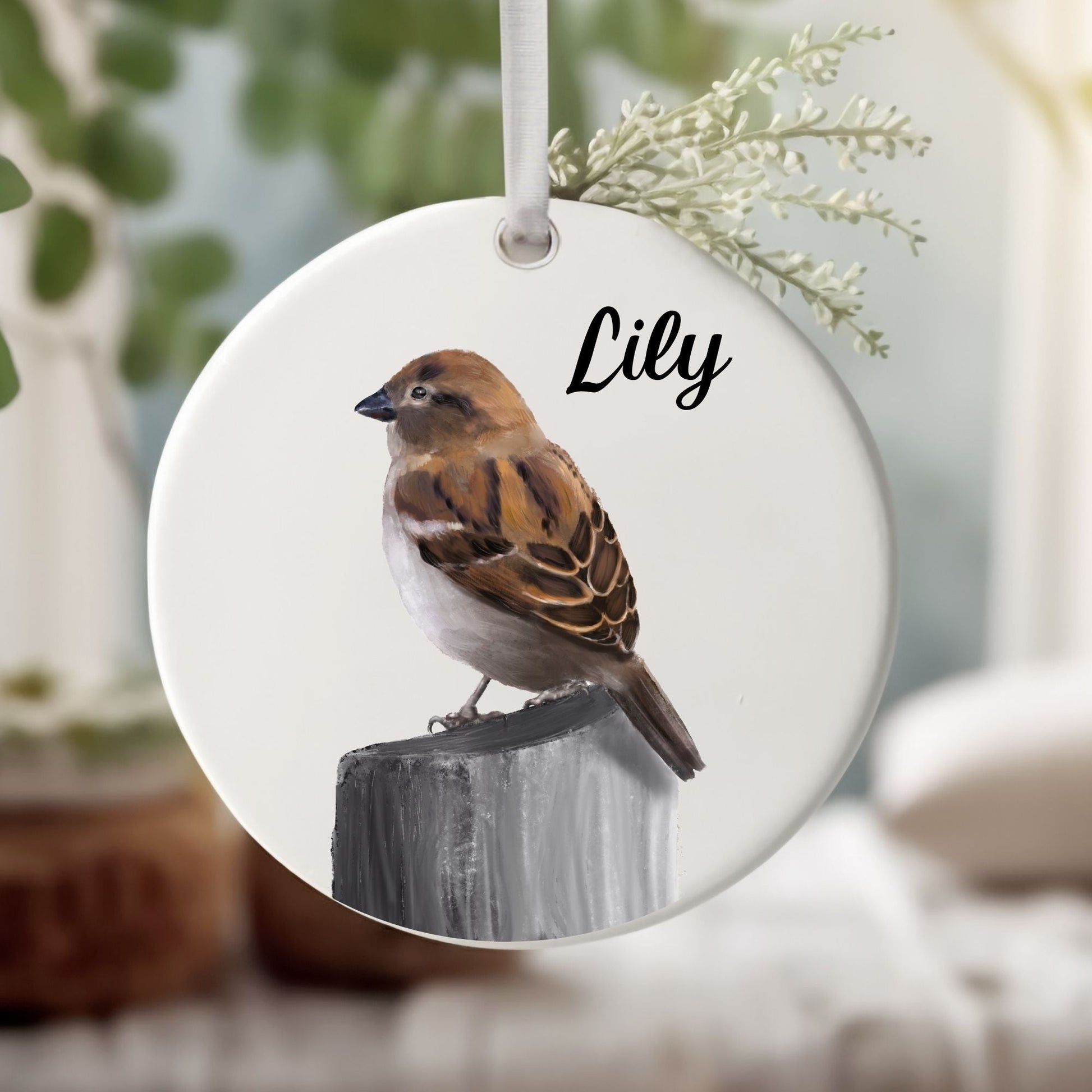 Sparrow Ceramic Ornament - MerikaArt