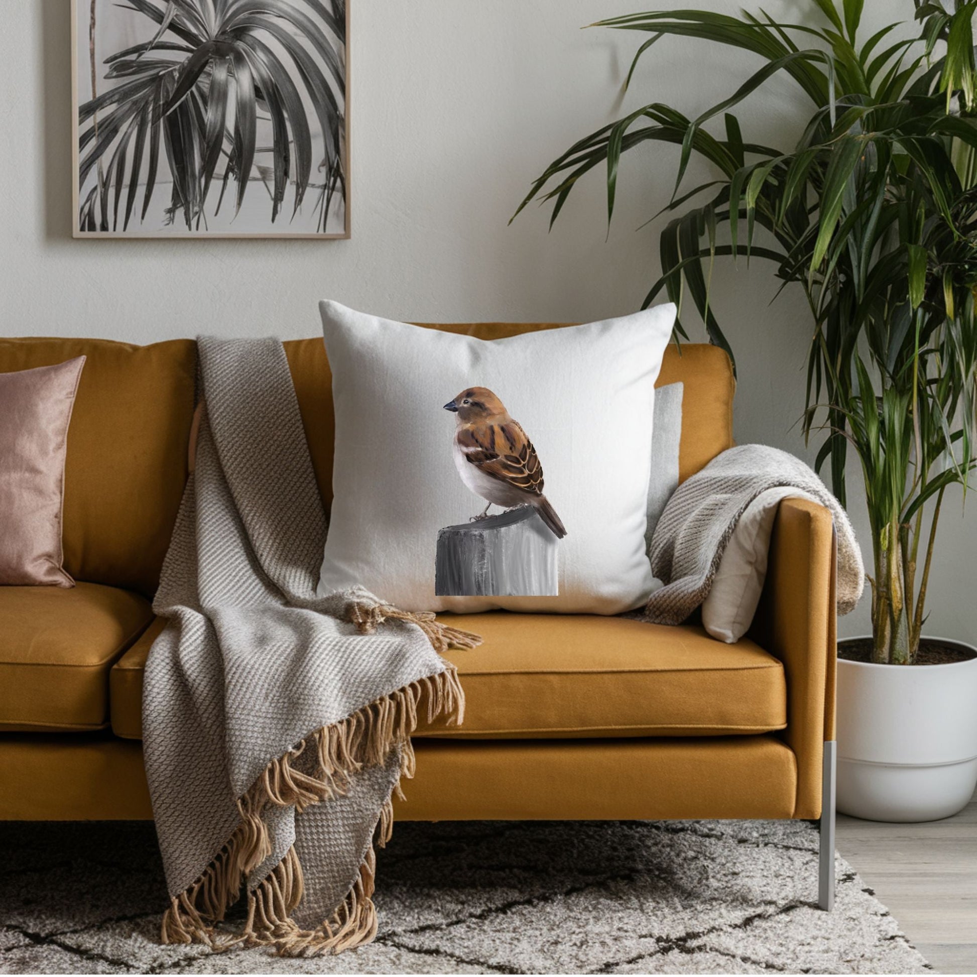 Sparrow Pillow - MerikaArt