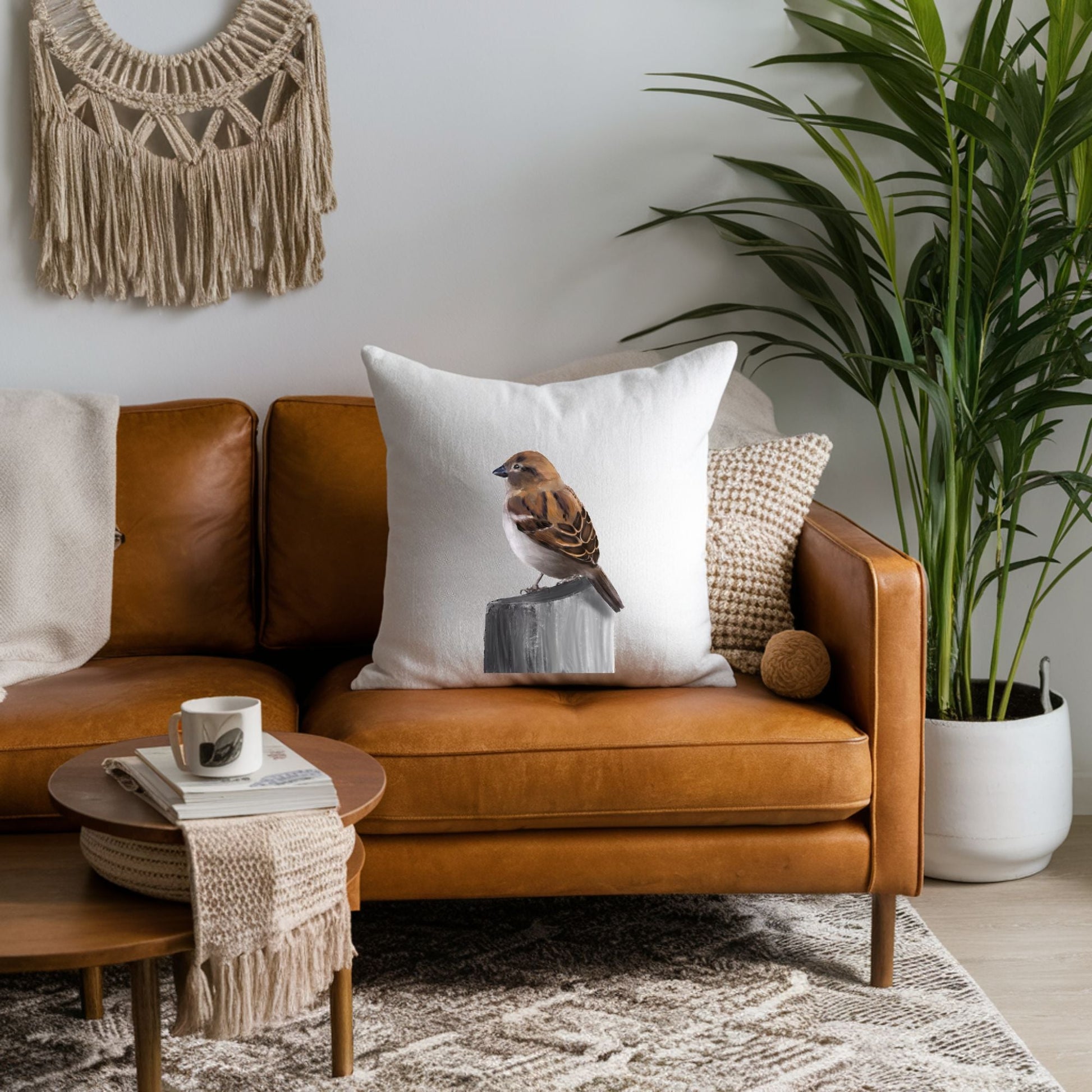 Sparrow Pillow - MerikaArt