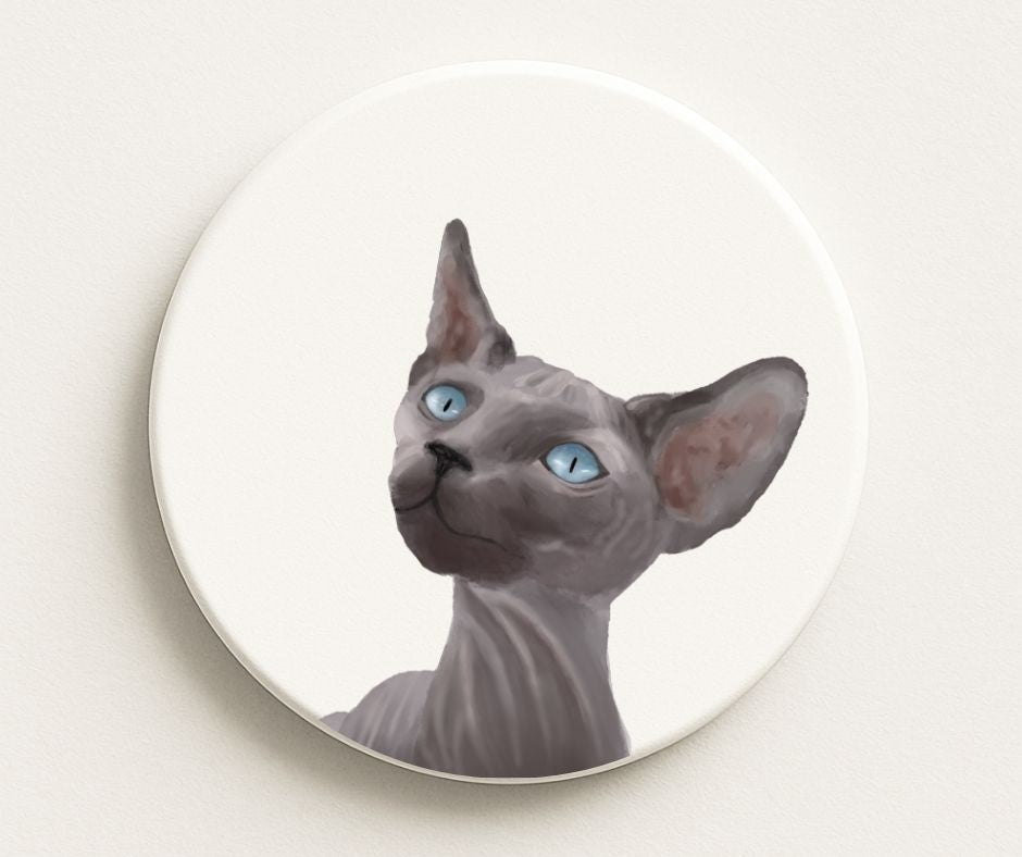Sphynx Cat Ceramic Coaster - MerikaArt