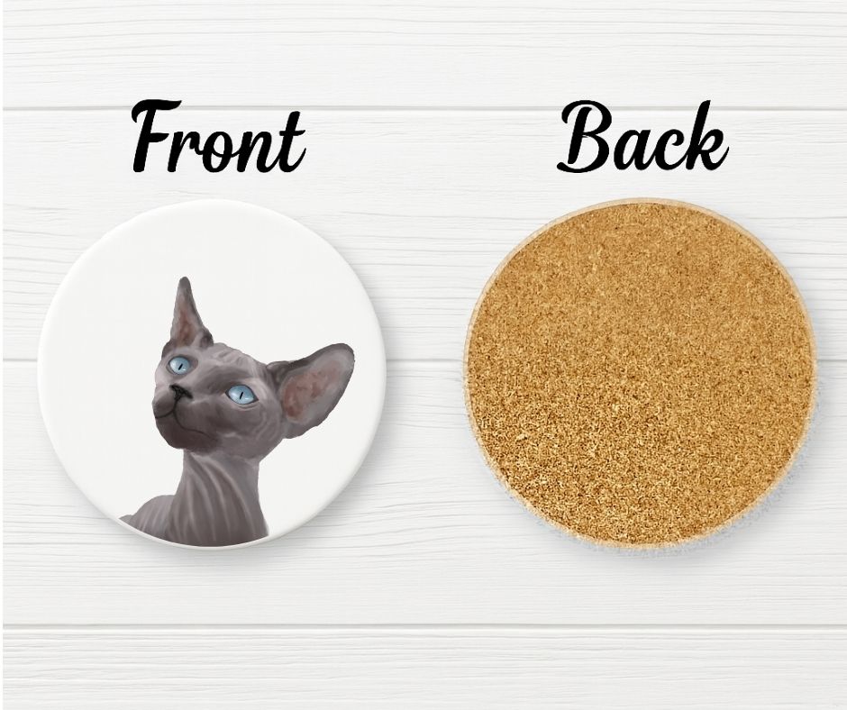 Sphynx Cat Ceramic Coaster - MerikaArt