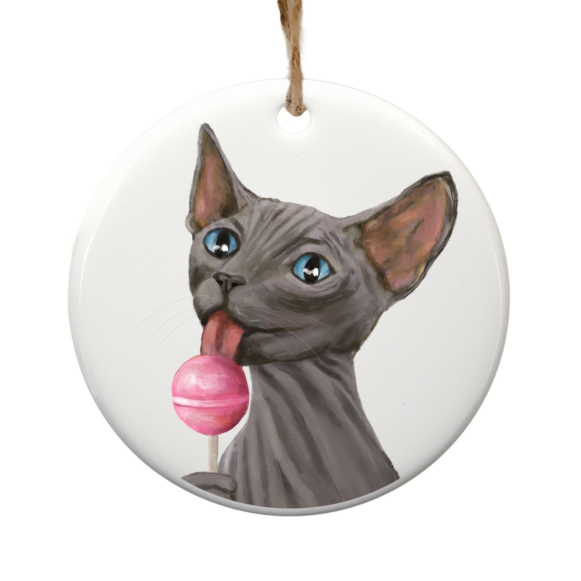 Sphynx Cat Ceramic Ornament - MerikaArt